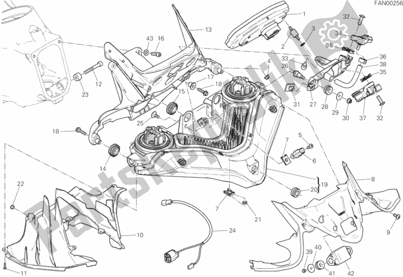 Alle onderdelen voor de Fanale Anteriore E Cruscotto van de Ducati Superbike 1199 Panigale Superleggera USA 2014